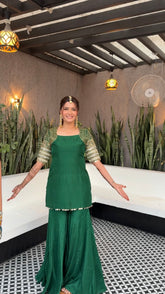 GREEN SHARARA SET - PURE HANDWORK -