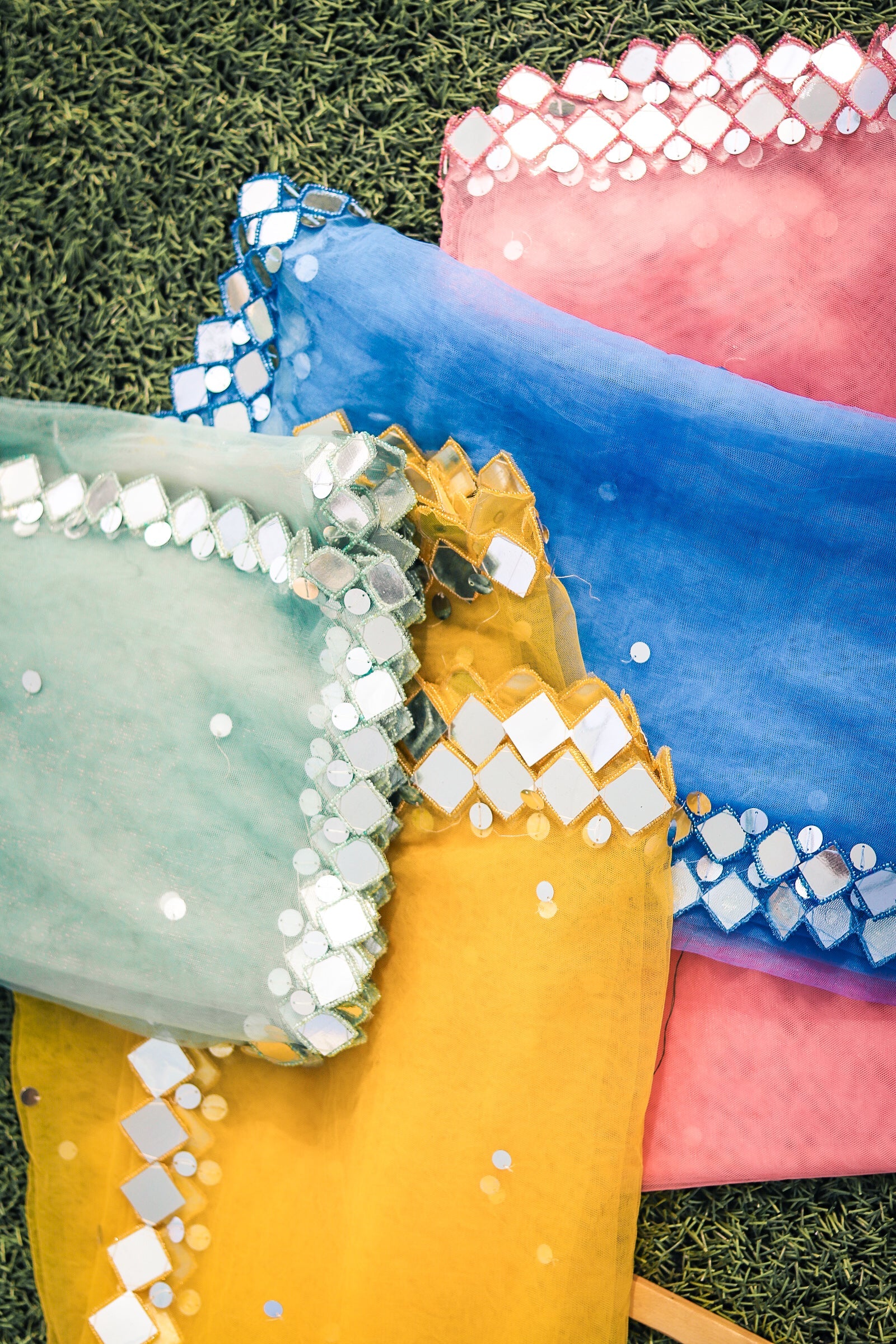 four-sided mirror handwork dupatta