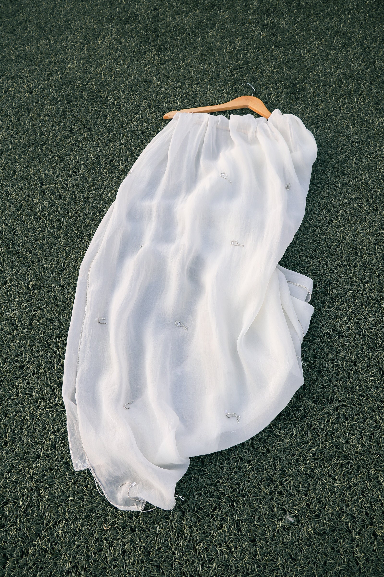 White Chain Tassels Dupatta