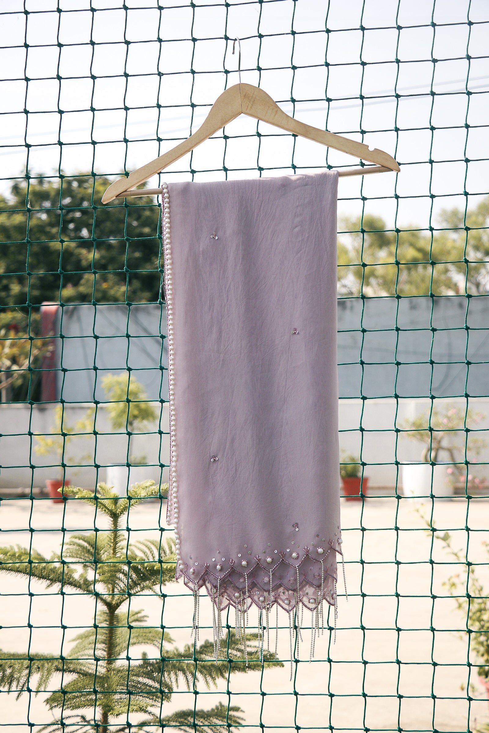 Dupatta with Chain Tassels
