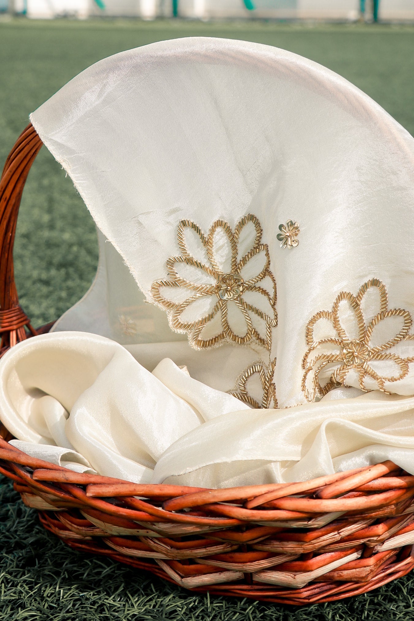 Golden Tissue Dupatta, Handwork