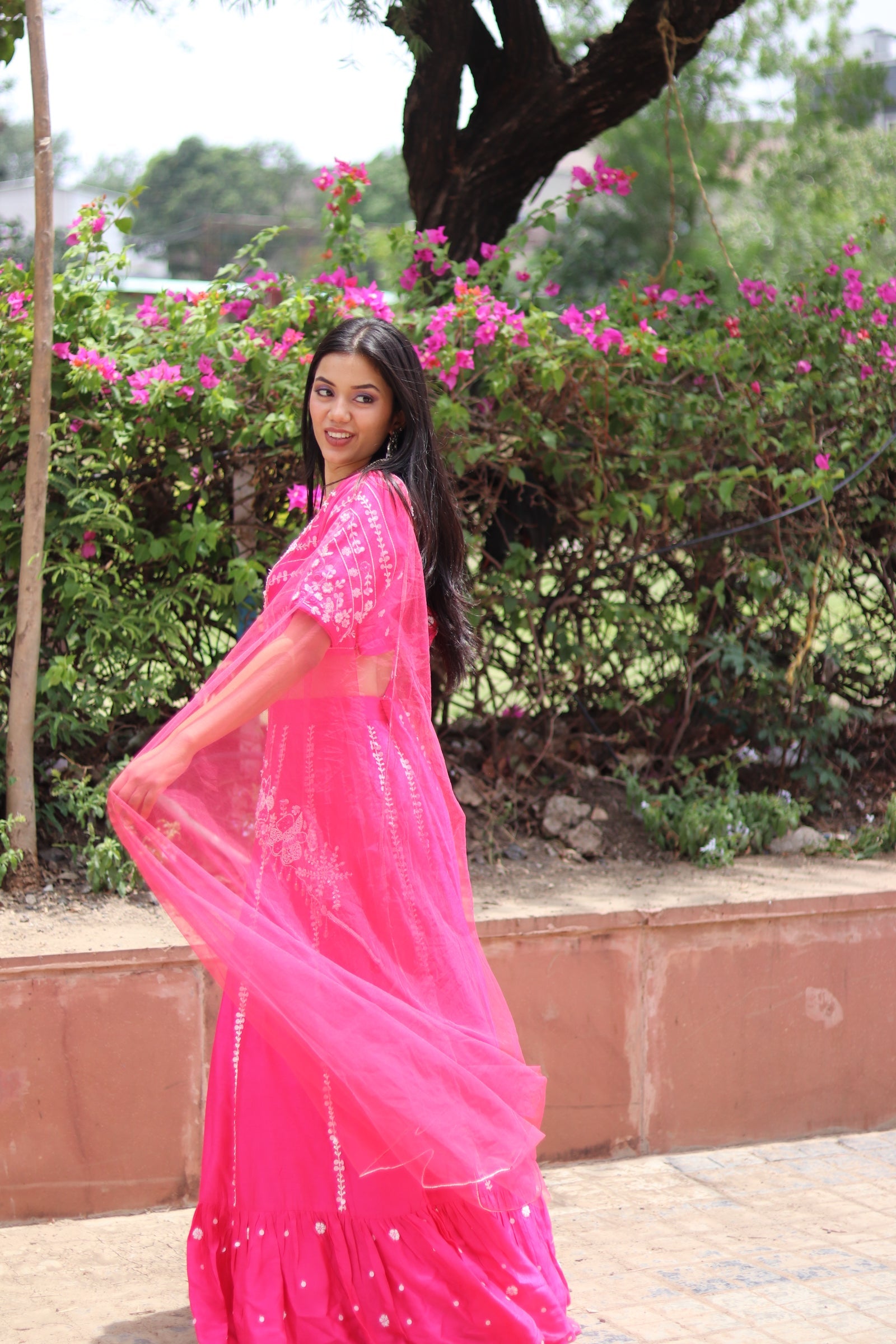 pink handwork lehenga